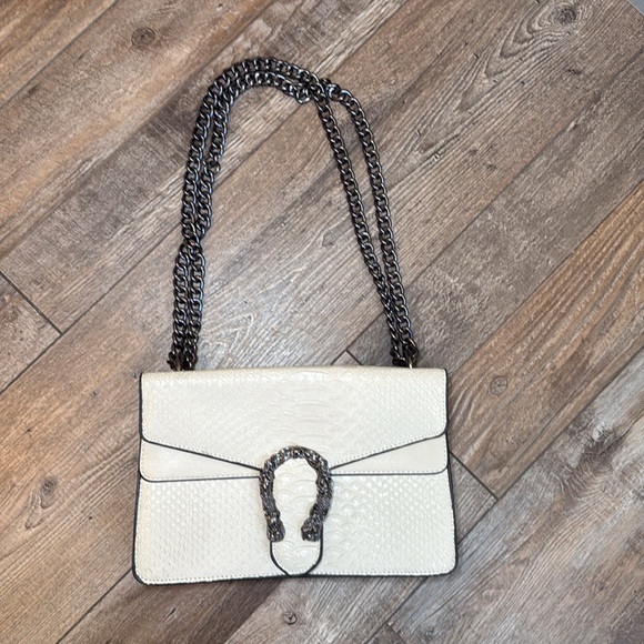 Leather Snake Skin Shoulder Bag Chain Purse - Picture 5 of 7